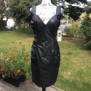 Fitted Black Leather Dress, sz 12